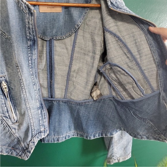 Blank NYC Moto Denim Zip Up Jacket Medium - Picture 9 of 14